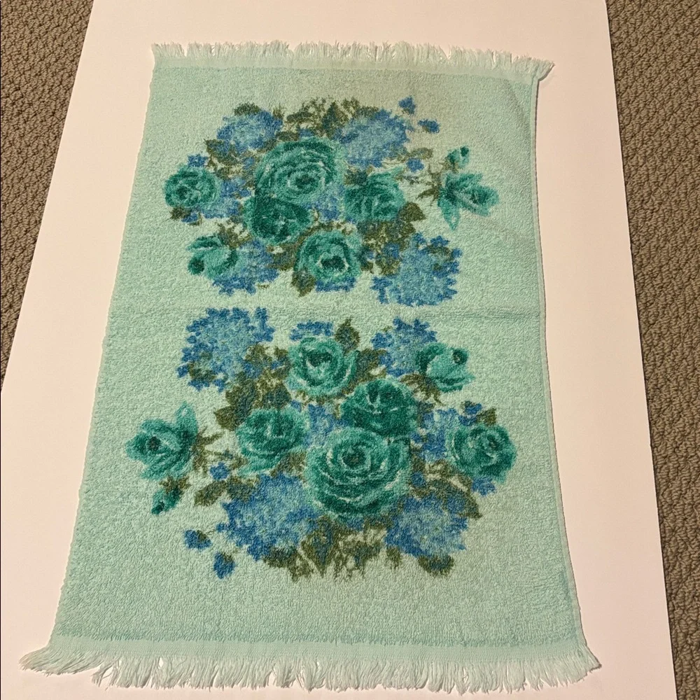 Sears All Cotton Made in USA Floral Hand Towels Set of Two